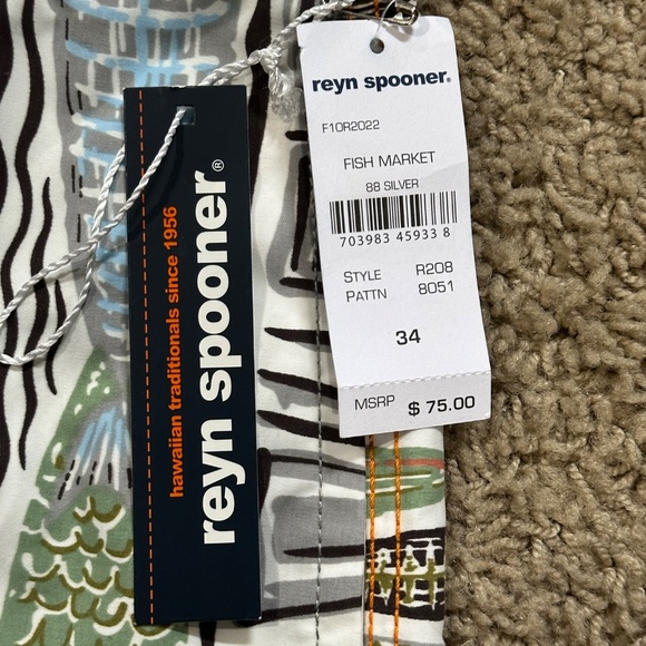 NWT Men's REYN SPOONER Hawaii Retro Board Shorts Size 34 - Picture 2 of 2